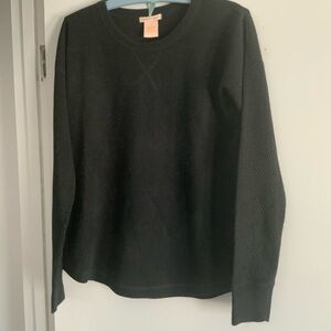Lightweight round collar blk long sleeve top  8-10